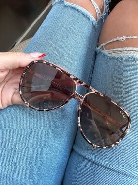 Quay Australia Tortoiseshell Aviator Sunglasses with Brown Gradient Lenses
